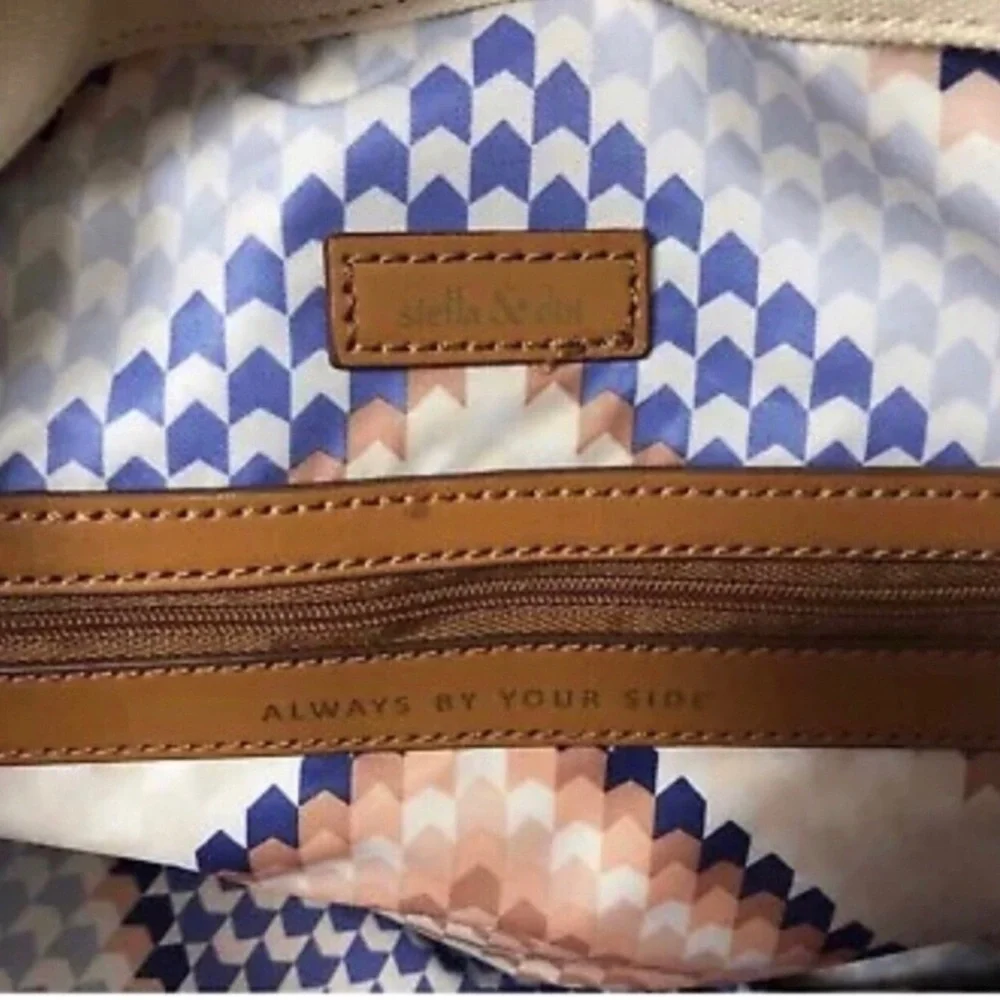 Stella & Dot Blue and Tan Geometric Tote